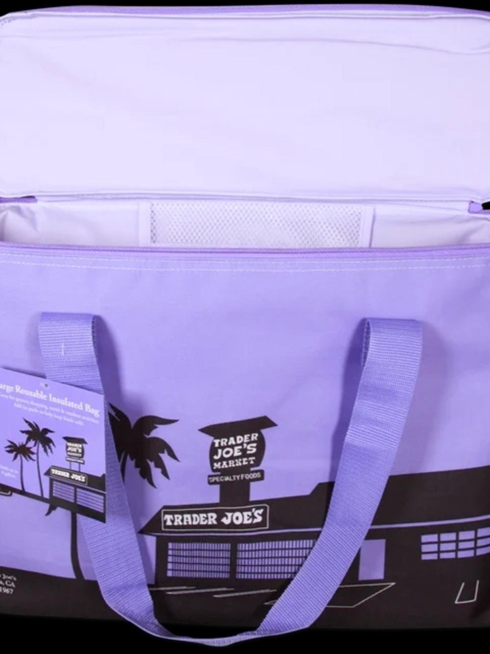 Trader Joe's Lavender Insulated Market Tote - Picture 2 of 2